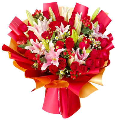 潍坊33朵红玫瑰百合,心灵的火花