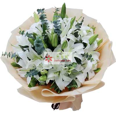 潍坊9支白色多头百合，祝福你幸福